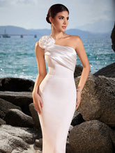 ADYCE 1pc High Waist 3D Floral One-Shoulder Open Back Split Dress, For Ball Party And Banquet
